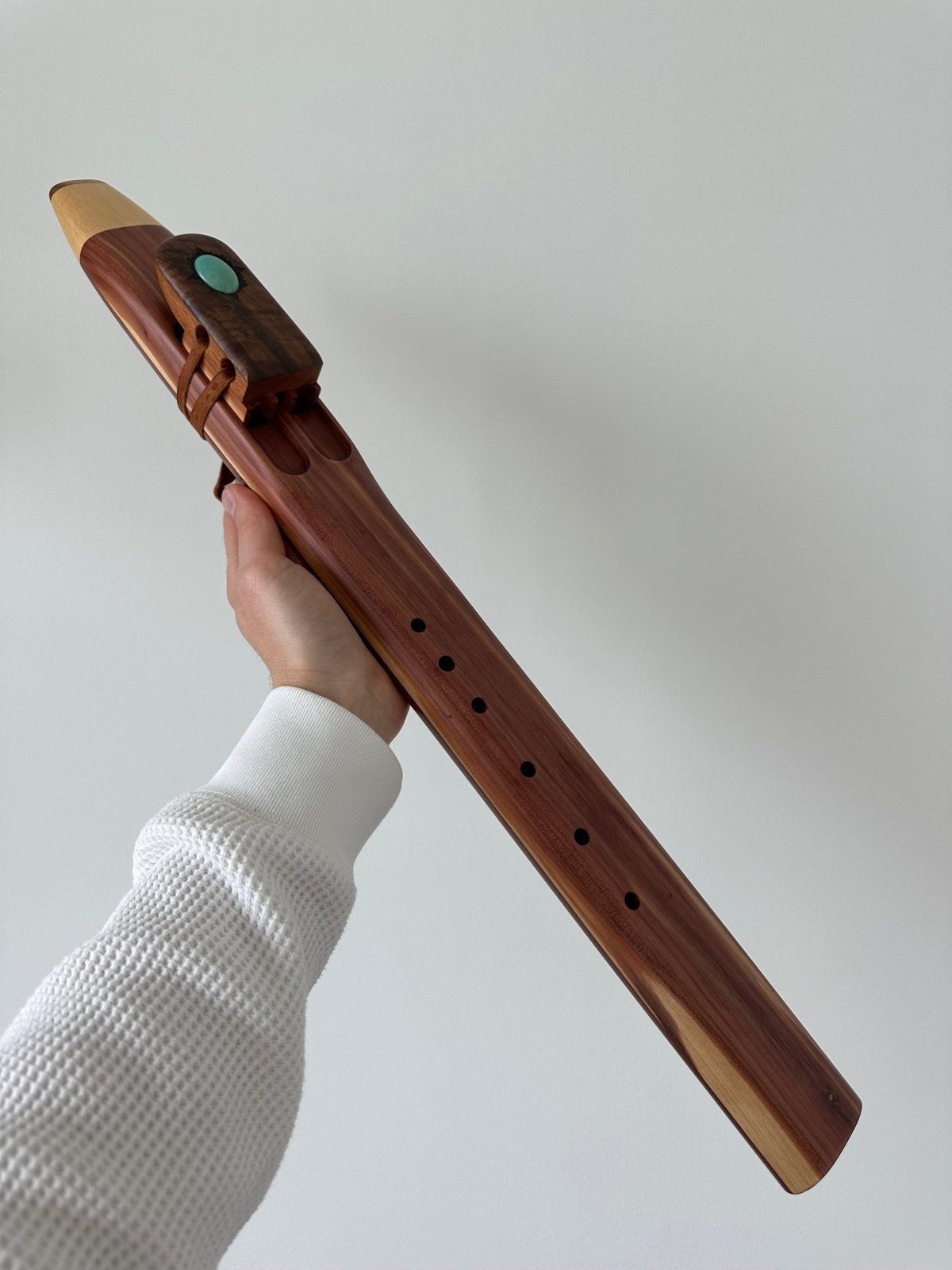 432 Hz Mid - low F# Drone Flute - Balanced Harmony with Turquoise Stripes - Native American Flute