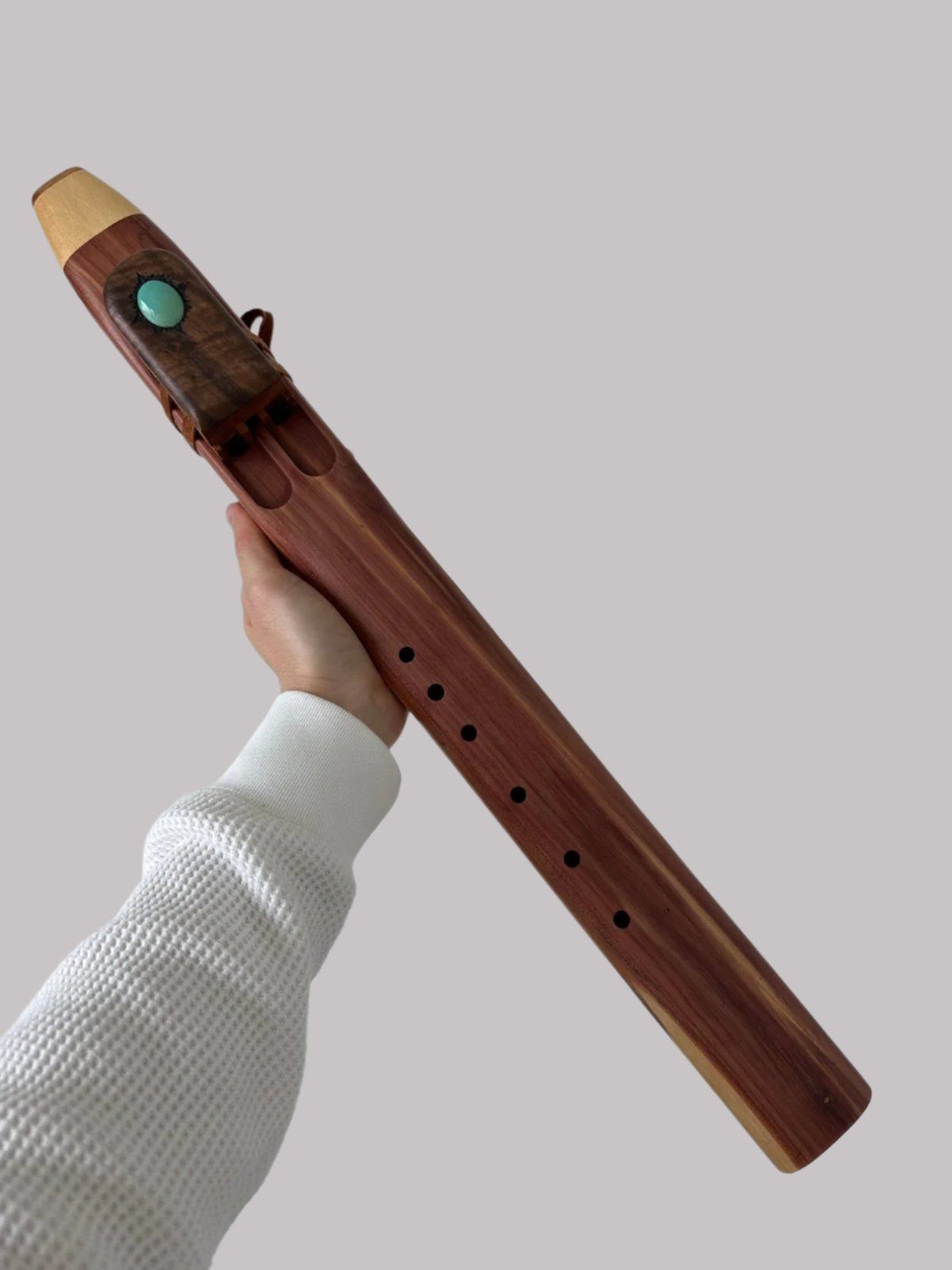 432 Hz Mid - low F# Drone Flute - Balanced Harmony with Turquoise Stripes - Native American Flute