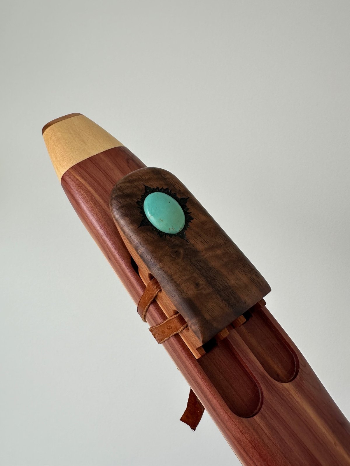 432 Hz Mid - low F# Drone Flute - Balanced Harmony with Turquoise Stripes - Native American Flute