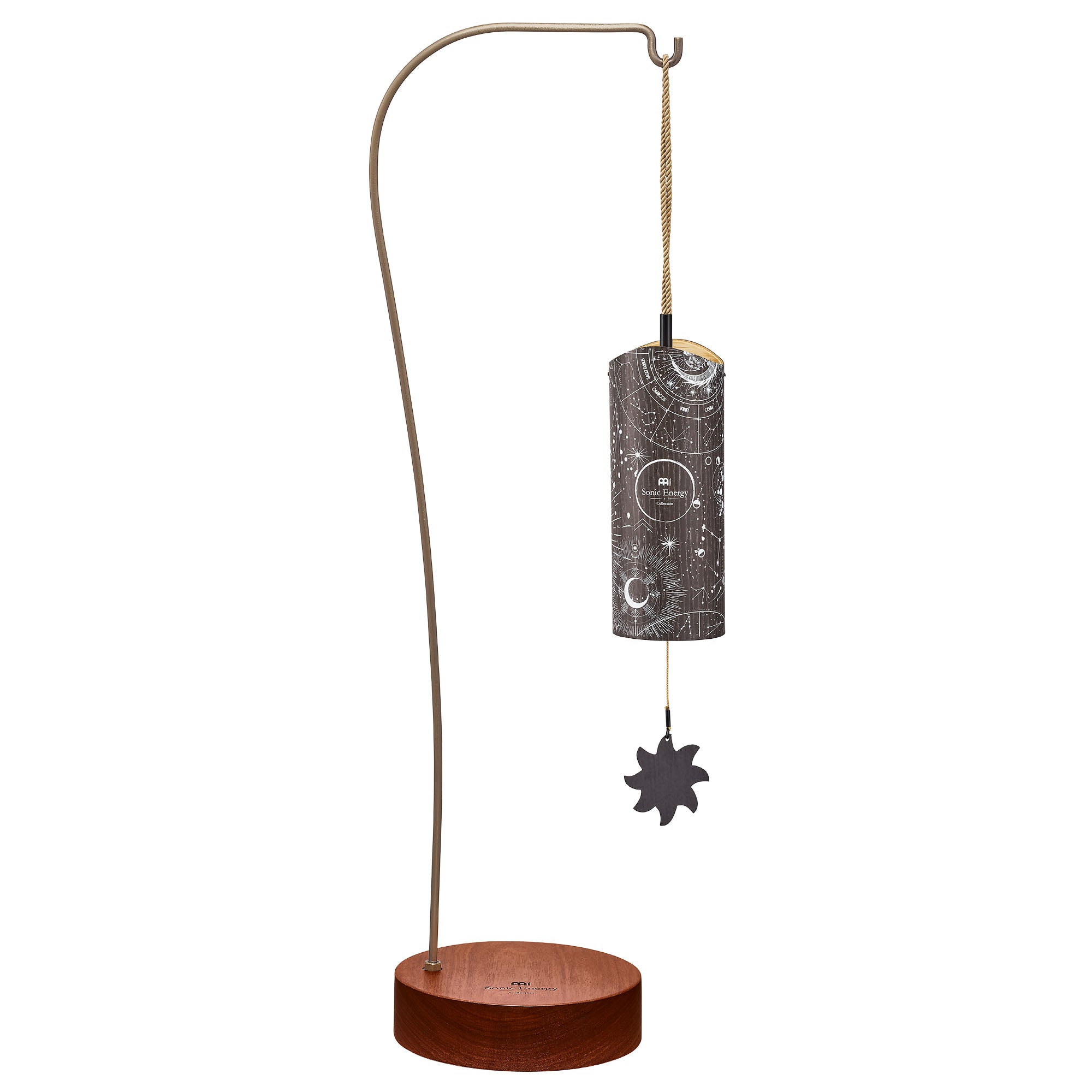 Single Chime Stand for One Chime - Wooden Base & Metal Holder - Cosmic Bamboo Chime Stand