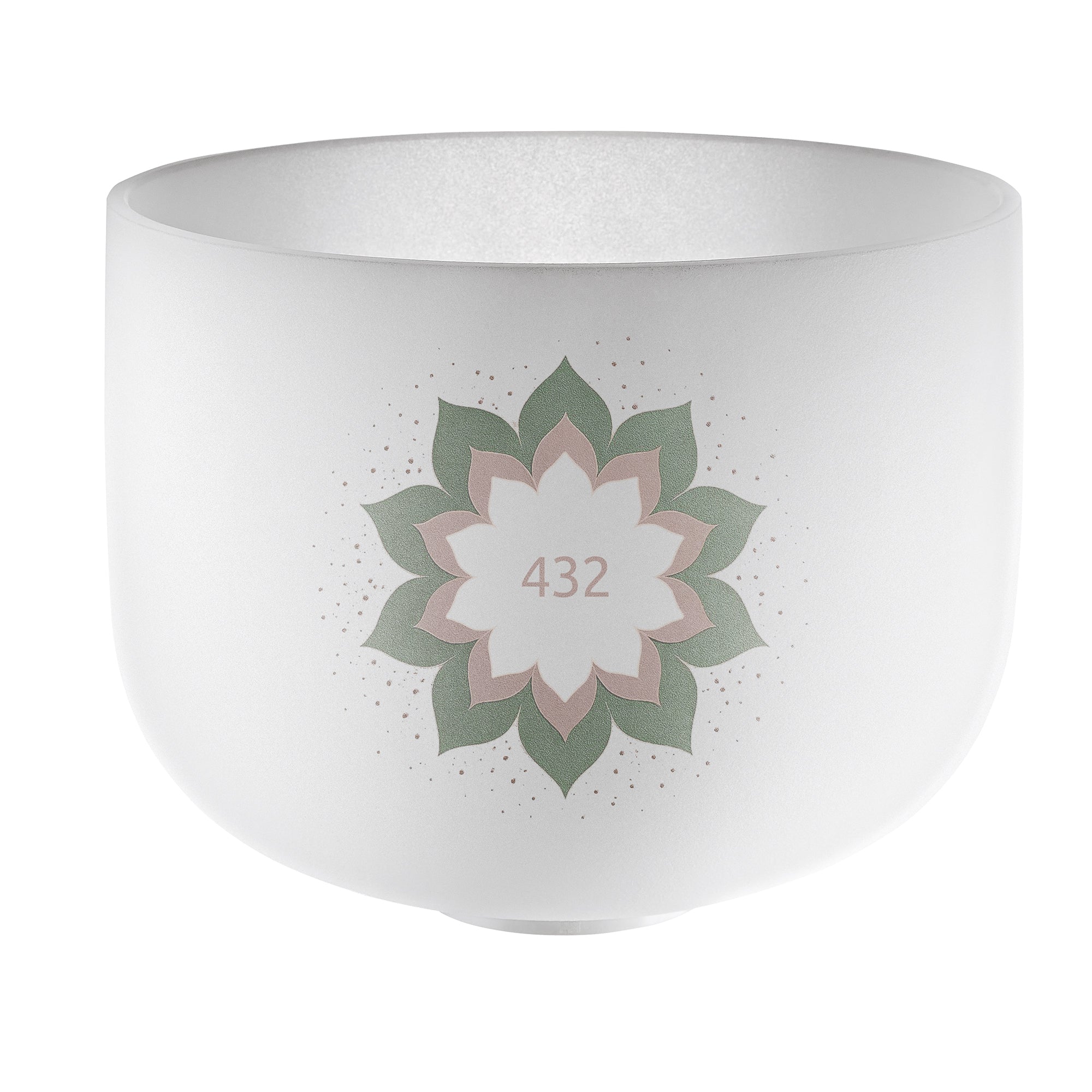 432 Hz 9" Crystal Singing Bowl Note A4 - Lotus Flower - 432 Hz White - Frosted Crystal Singing Bowl