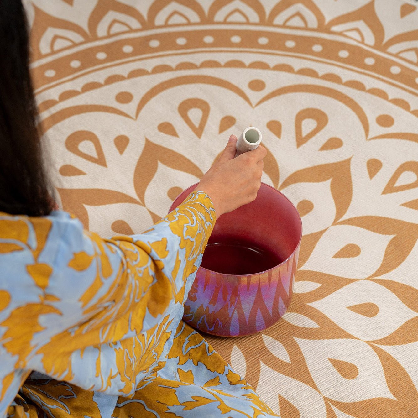 174 Hz Essence Solfeggio 8" Crystal Singing Bowl, F3 - Brandy Rose - Essence Solfeggio Crystal Singing Bowl