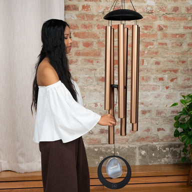 432 Hz Grey Agate Meditation Chime 50"/128 cm, A Major - Bronze - Wind Chimes