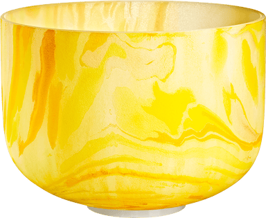 432 Hz 10" Solar Plexus / Navel Chakra Marble Crystal Singing Bowl Note E4 Yellow Color - Crystal Singing Bowls