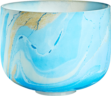 432 Hz 10" Throat Chakra Marble Crystal Singing Bowl Note G4 Light Blue Color - Crystal Singing Bowls