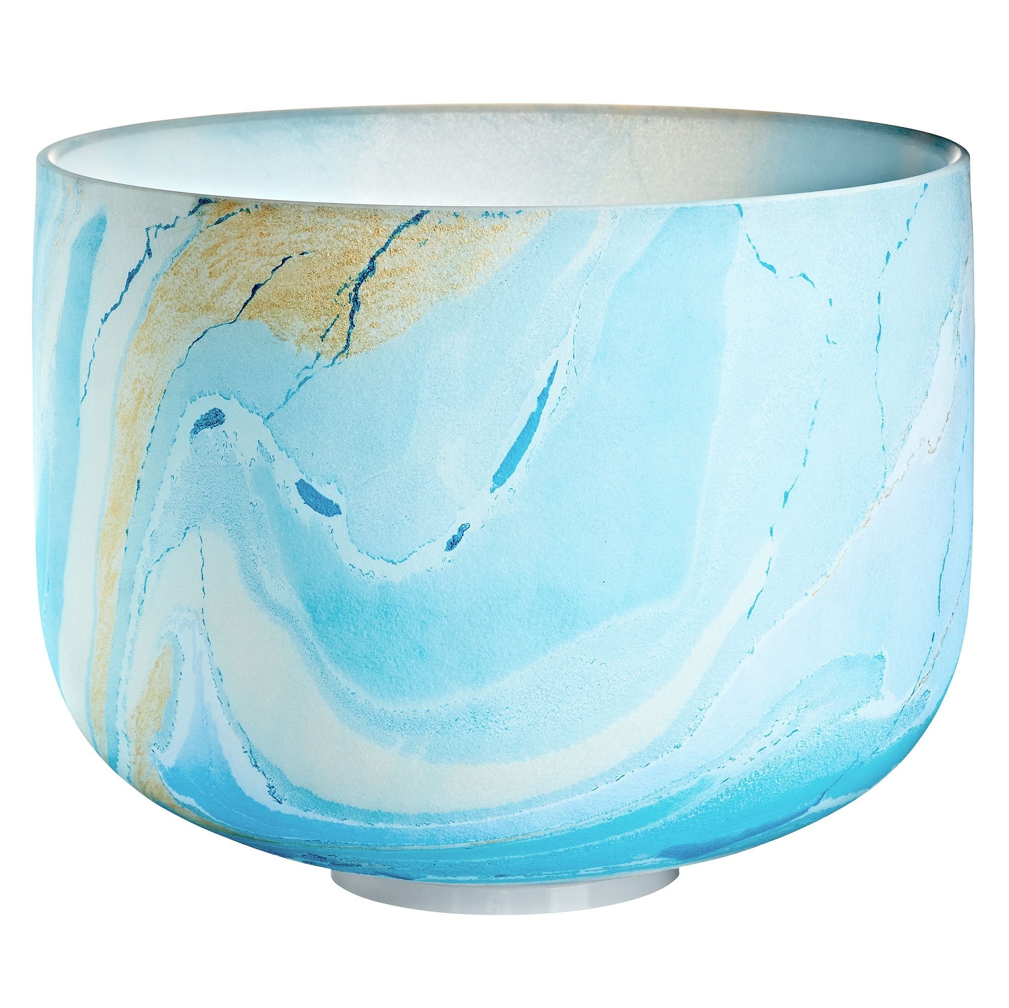 432 Hz 10" Blue Marble Crystal Singing Bowl, Note G4 Throat Chakra - 432 Hz Marble Crystal Singing Bowl
