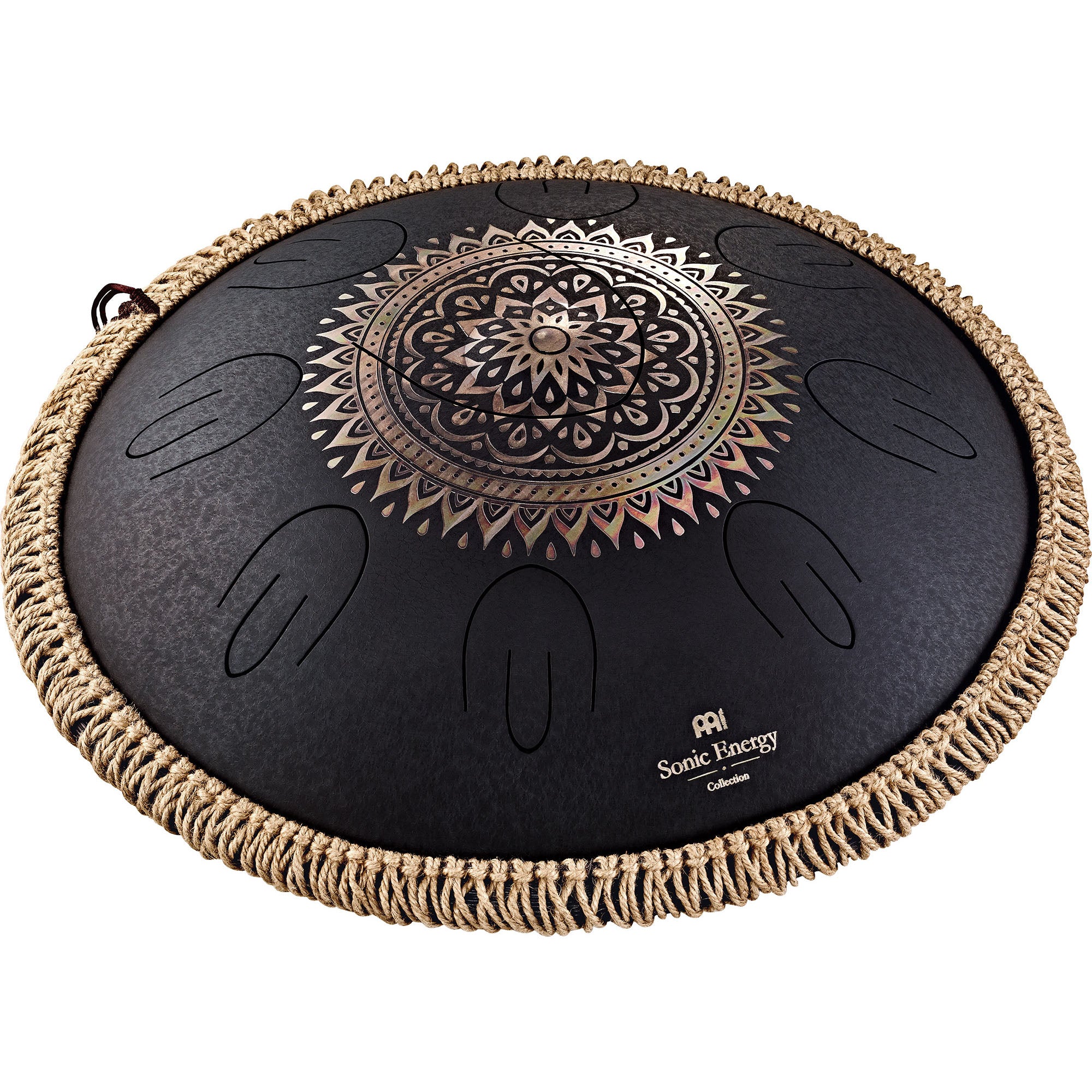 Large Octave Steel Tongue Drum, D Kurd, 9 Notes, Engraved Black, 16" - Percussion