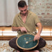 Large Octave Steel Tongue Drum, F Major, 9 Notes, Engraved Dark Green, 16" - Octave Steel Tongue Drum