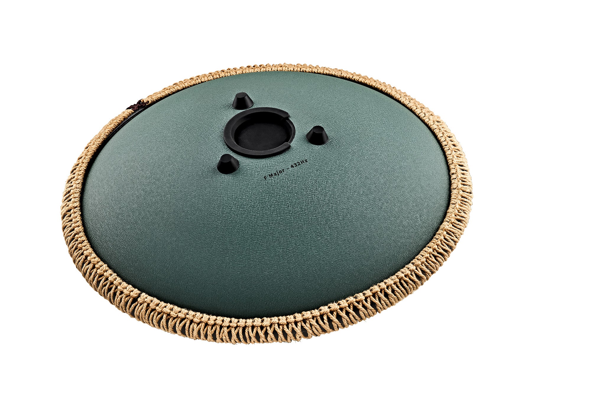 Large Octave Steel Tongue Drum, F Major, 9 Notes, Engraved Dark Green, 16" - Octave Steel Tongue Drum