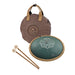 Large Octave Steel Tongue Drum, F Major, 9 Notes, Engraved Dark Green, 16" - Octave Steel Tongue Drum