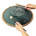 Large Octave Steel Tongue Drum, F Major, 9 Notes, Engraved Dark Green, 16" - Octave Steel Tongue Drum