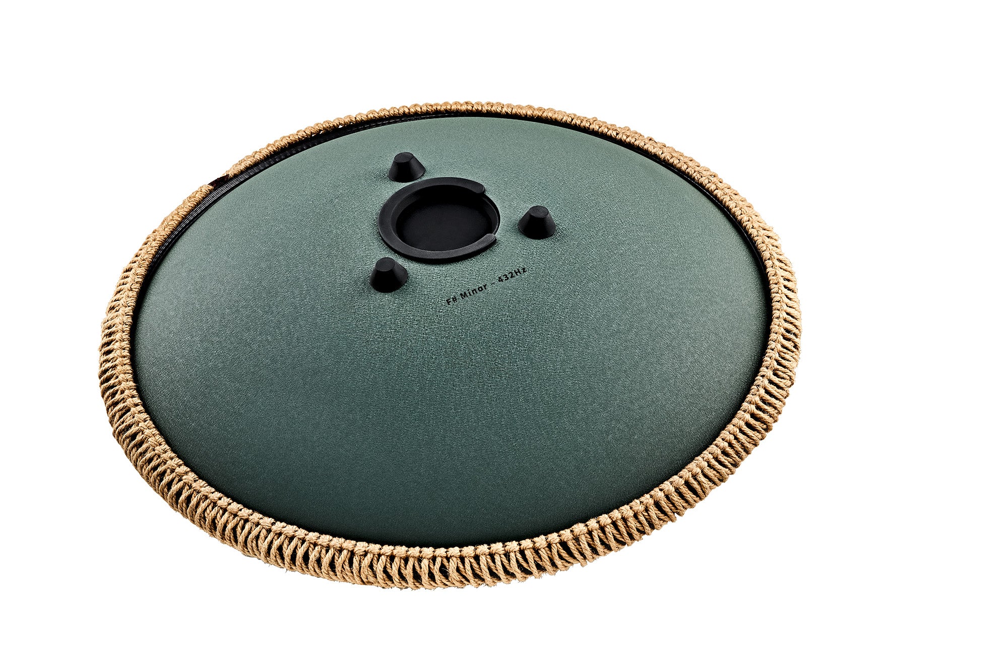 Large Octave Steel Tongue Drum, F Minor, 9 Notes, Engraved Dark Green, 16" - Octave Steel Tongue Drum
