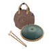 Large Octave Steel Tongue Drum, F Minor, 9 Notes, Engraved Dark Green, 16" - Octave Steel Tongue Drum