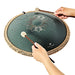 Large Octave Steel Tongue Drum, F Minor, 9 Notes, Engraved Dark Green, 16" - Octave Steel Tongue Drum
