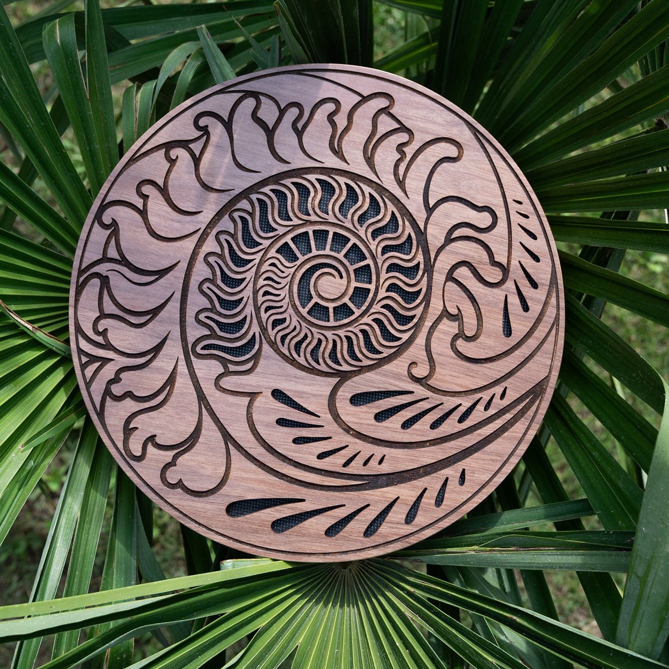 Rain Disk - Ocean Sound / Fibonacci - Inspired Carving - Rainmaker