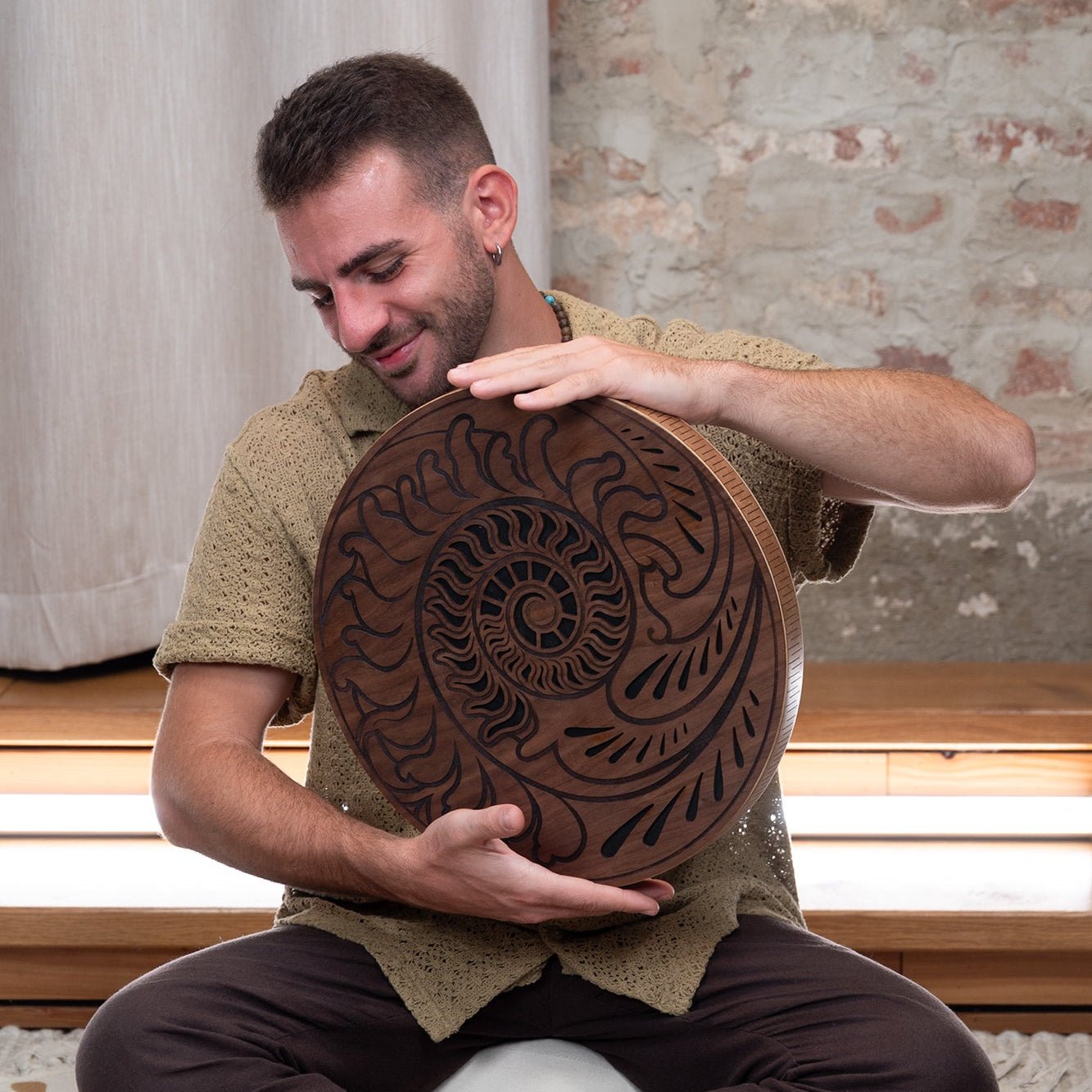 Rain Disk - Ocean Sound / Fibonacci - Inspired Carving - Rainmaker