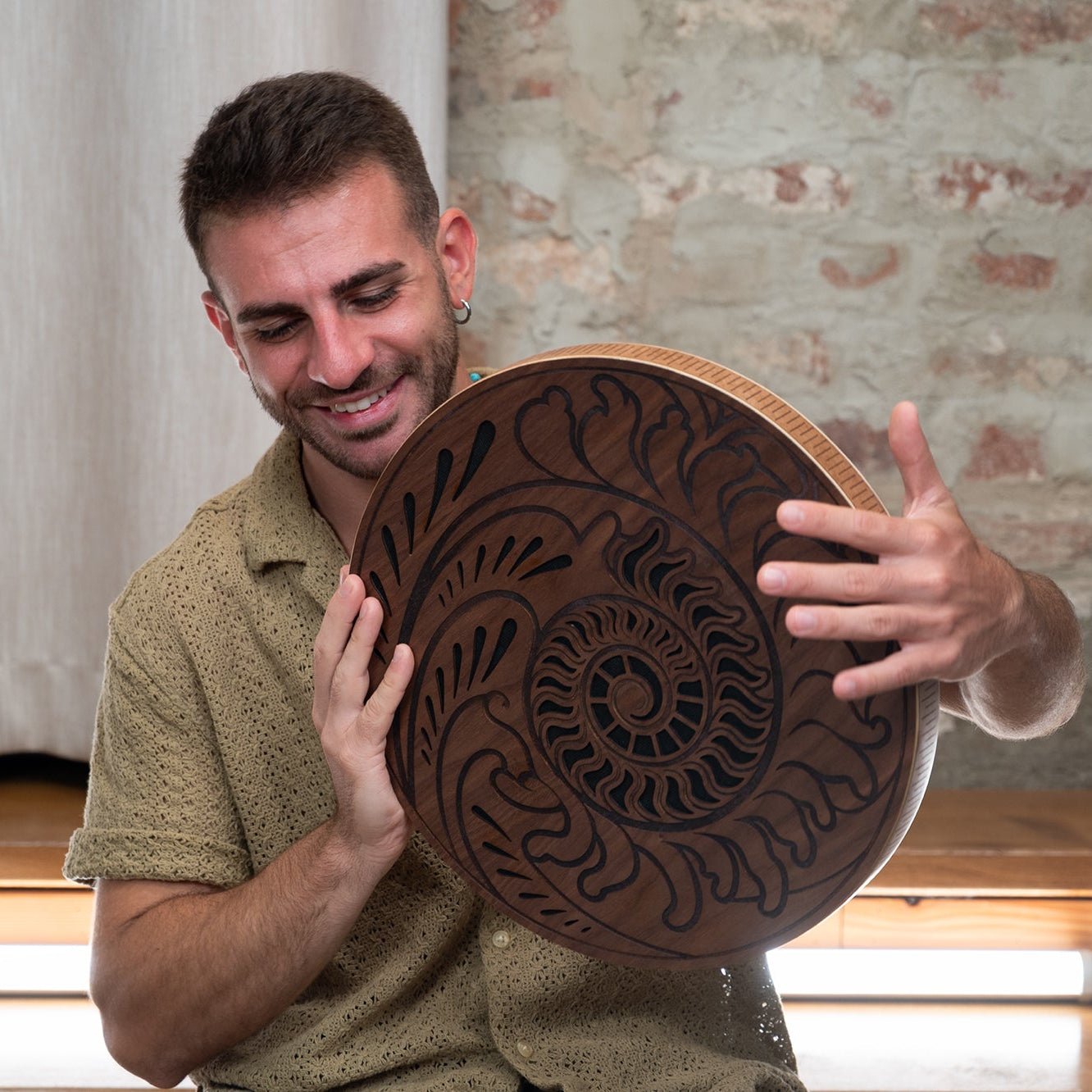 Rain Disk - Ocean Sound / Fibonacci - Inspired Carving - Rainmaker