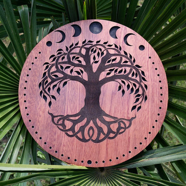 Rain Disk - Ocean Sound / Moon Phases & Tree of Life Carving - Rainmaker