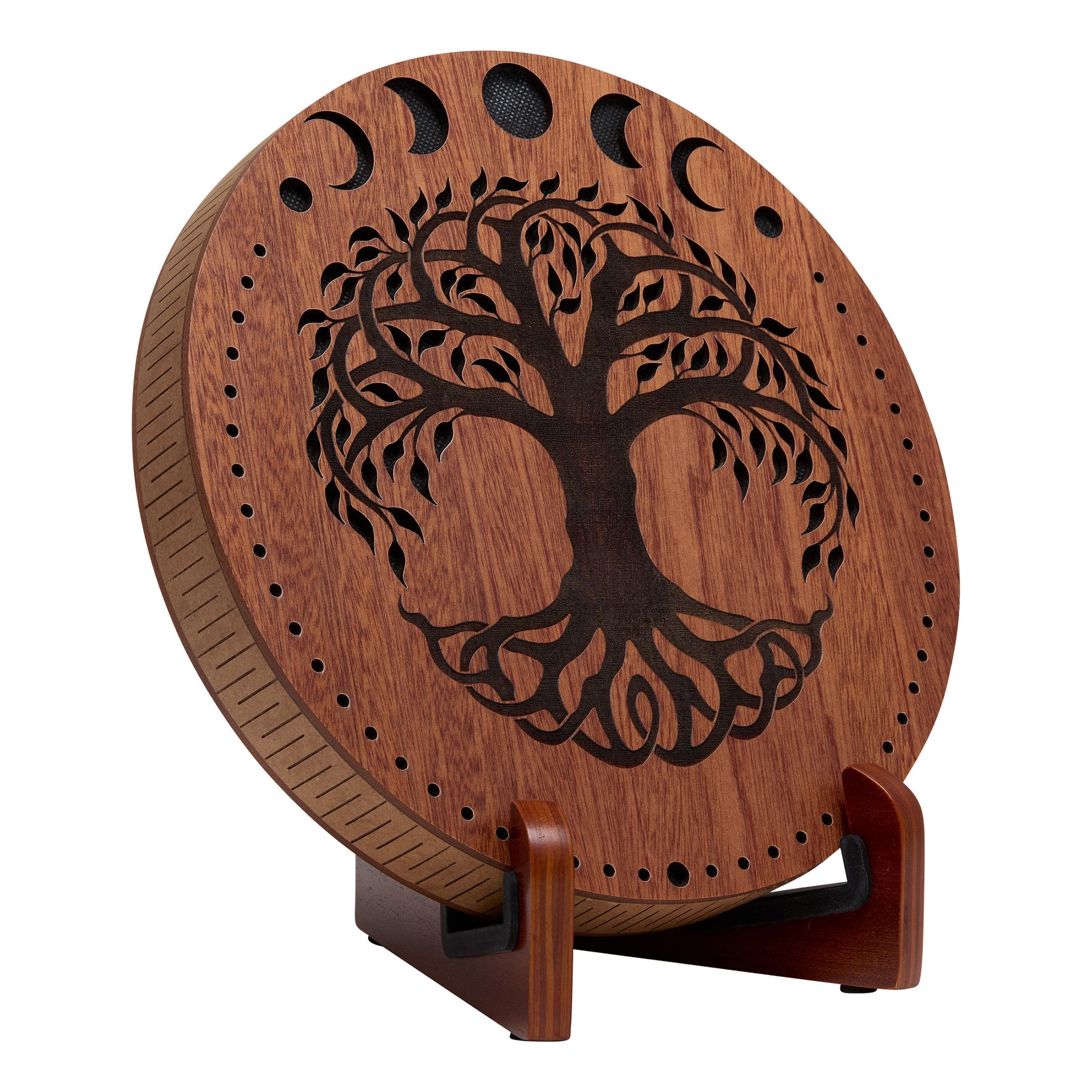 Rain Disk - Ocean Sound / Moon Phases & Tree of Life Carving - Rainmaker