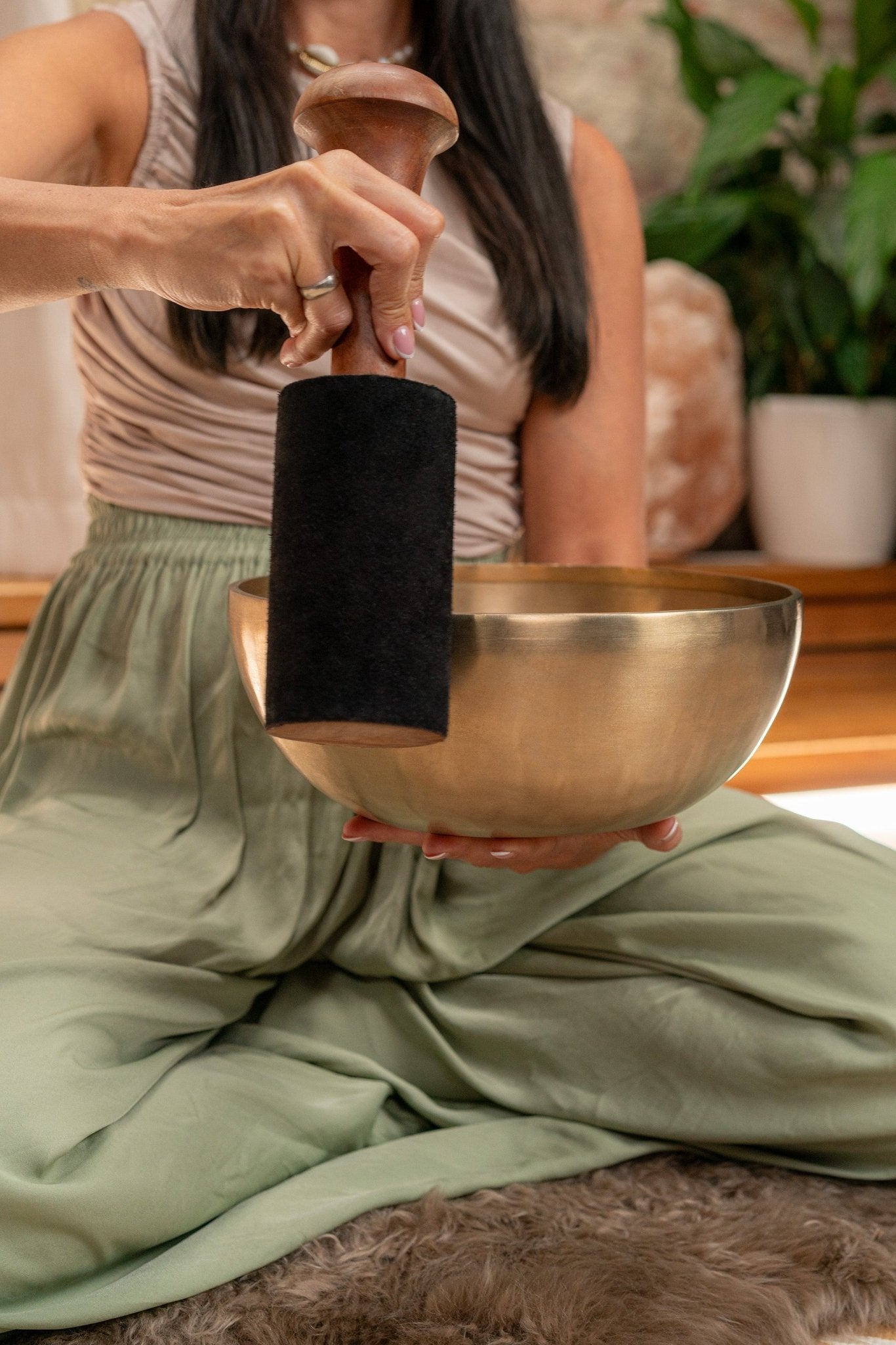 Suede Resonant Mallet for Singing Bowls - XL - Resonant Mallet