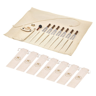 7 Chakra Tuning Fork Set with Rollup Bag & Tuning Fork Vibration Foot - Weighted - Weighted Tuning Fork Set