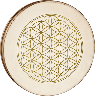 16" Flower of Life Ocean Wave Drum - Double Goat Head - Wave Drum