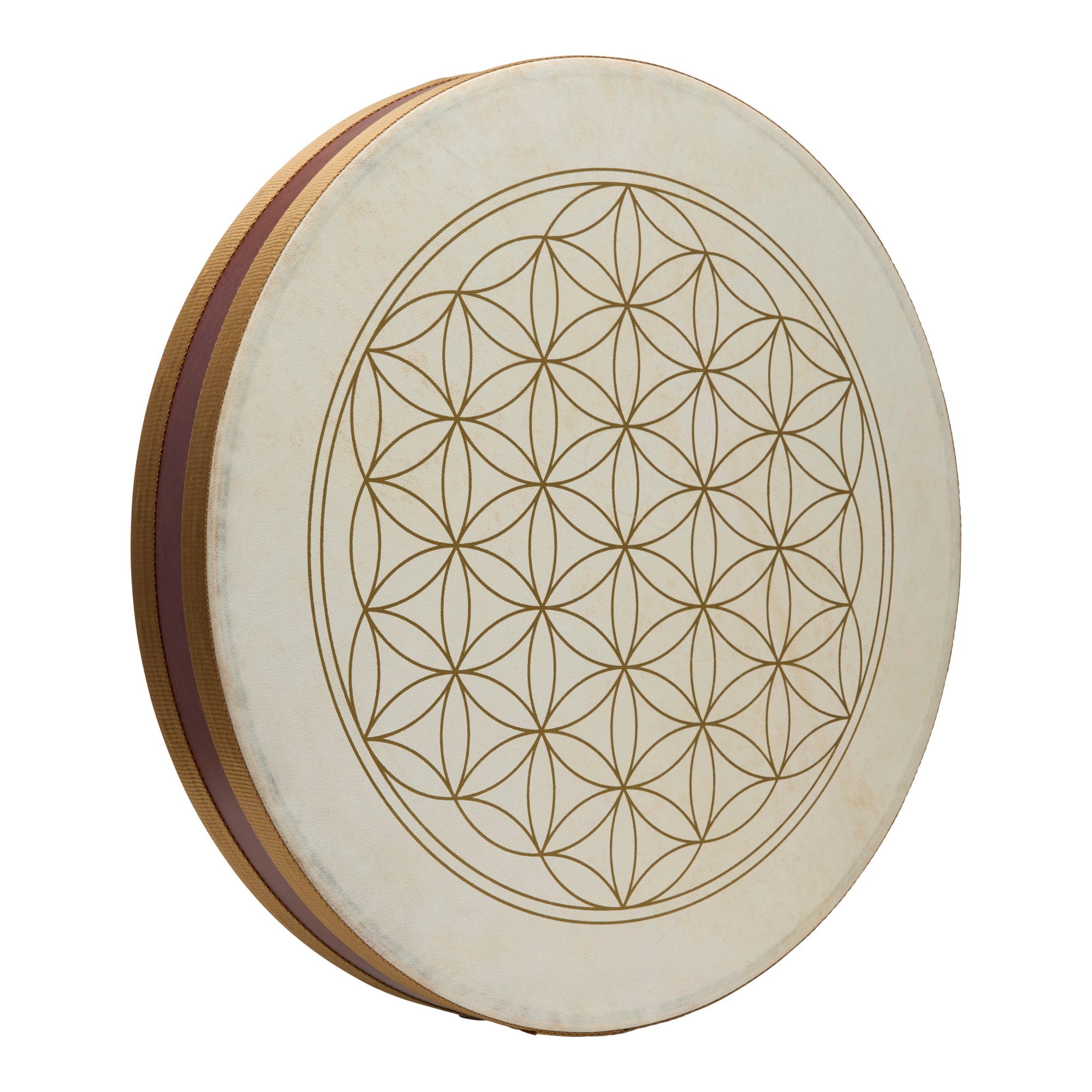 Flower of Life Ocean Wave Drum - Double Goat Head