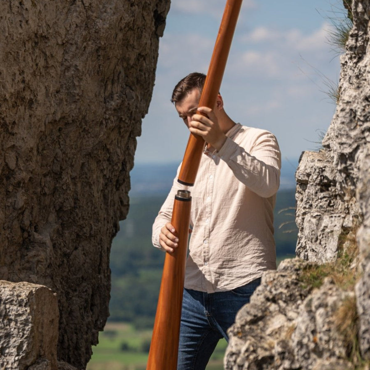 Dual Didgeridoo Natural D - Sacral Chakra - Sliced Pro Didgeridoo