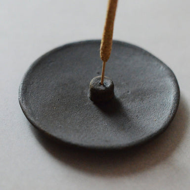 Handmade Ceramic Incense Holder Raw Black - Incense Holders