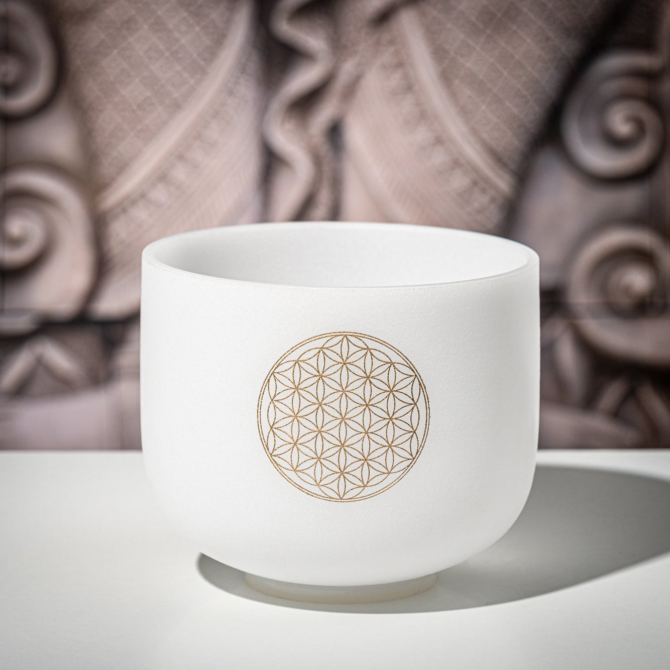 432 Hz Flower of Life 8" Quartz Crystal Singing Bowl C# - Flower Of Life Crystal Singing Bowl