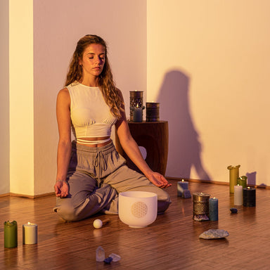 432 Hz Flower of Life 8" Quartz Crystal Singing Bowl C# - Flower Of Life Crystal Singing Bowl