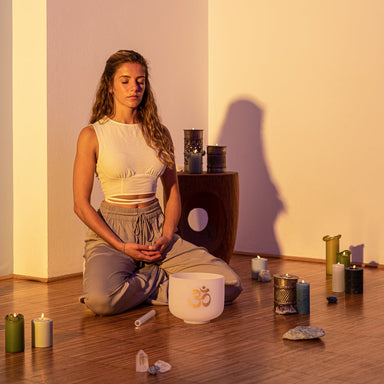 432 Hz OM (Aum) 8" Quartz Crystal Singing Bowl C# - OM Crystal Singing Bowl