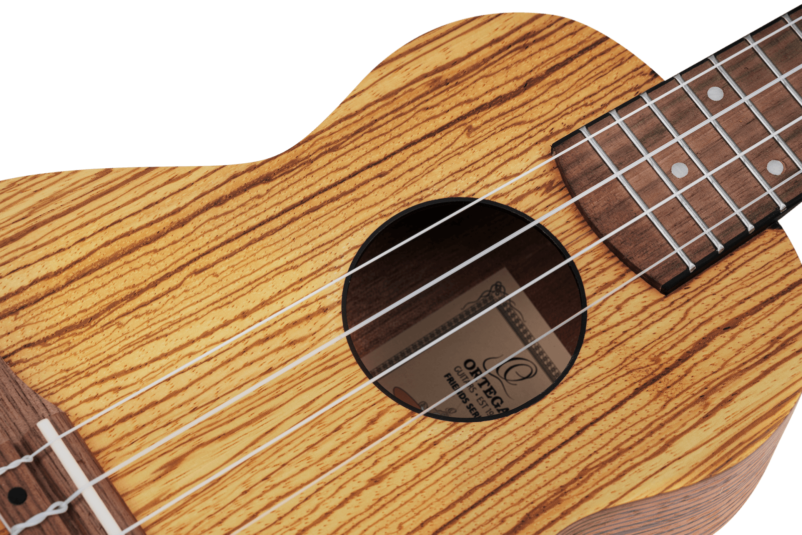 Timber Series Soprano Ukulele - Natural Zebrawood Acoustic with Gig Bag - Timber Series Ukukele
