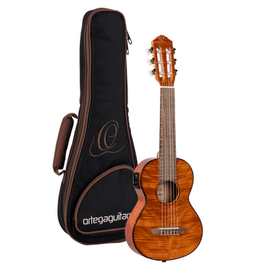 Timber Series Mini-Travel Guitar - Flamed Mahogany Natural Acoustic-Electric with Bag - Mini-Travel Guitar
